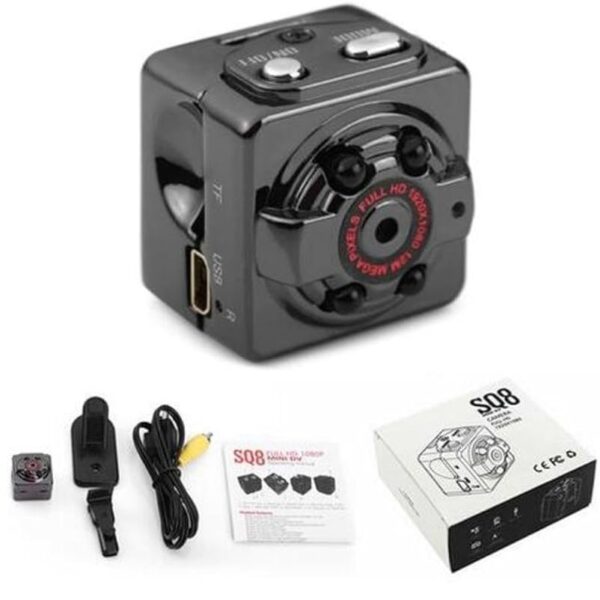 SIKS® mini térfigyelő kamera, full HD felbontás, 1080p, mozgásérzékelés, éjjellátó, fekete