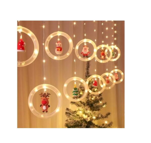 Karácsonyi led fényfüzér mikulás, hóember, fenyő, sapka és rénszarvas figurákkal - 3 méter, hidegfehér, beltéri