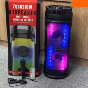 ZQS6210W RGB, hordozható, bluetooth-os hangszóró távirányítóval és mikrofonnal