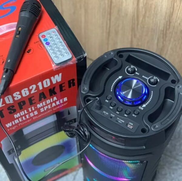 ZQS6210W RGB, hordozható, bluetooth-os hangszóró távirányítóval és mikrofonnal