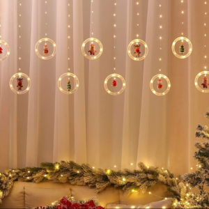Karácsonyi led fényfüzér mikulás, hóember, fenyő, sapka és rénszarvas figurákkal - 3 méter, hidegfehér, beltéri