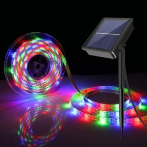 RGB színes, 5 méteres napelemes led szalag, kültéri és beltéri – karácsonyi dekoráció