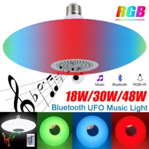 RBG bluetoothos, színes ufo lámpa hangszóróval, távirányítóval, 24 W