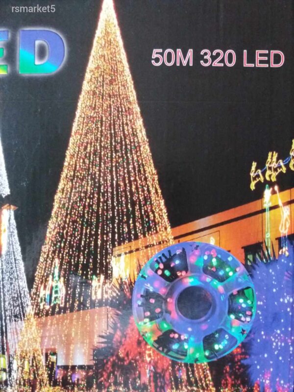 50 méteres, 320 ledes, színes/melegfehér/hidegfehér karácsonyi fényfüzér kültéri