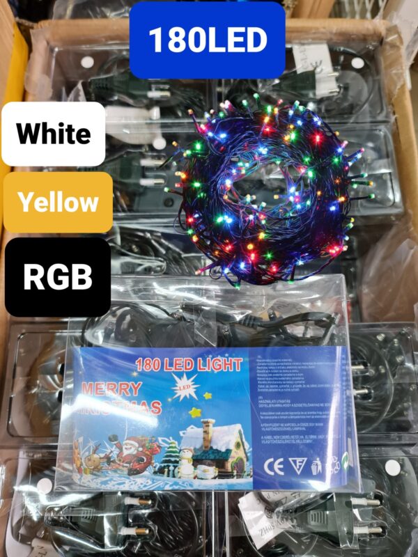 Karácsonyi 180 ledes fényfüzér RGB, sárga, fehér színben