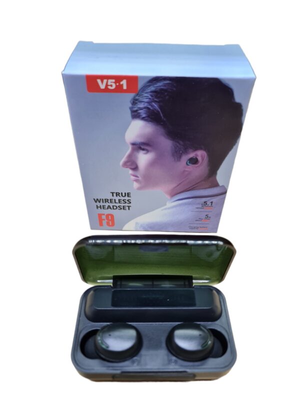 V5 TWS Bluetooth sztereó fülhallgató töltőtokkal fekete - headset