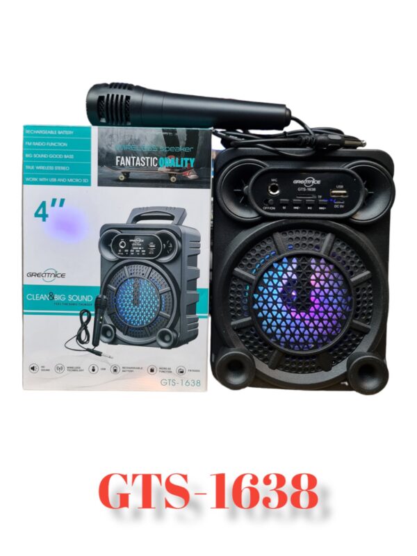 GTS 1638 Hordozható karaoke bluetooth hangszóró mikrofonnal