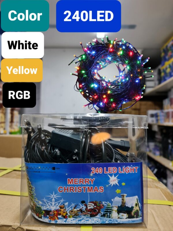 Karácsonyi 240 ledes fényfüzér színes, fehér, sárga és RGB színben