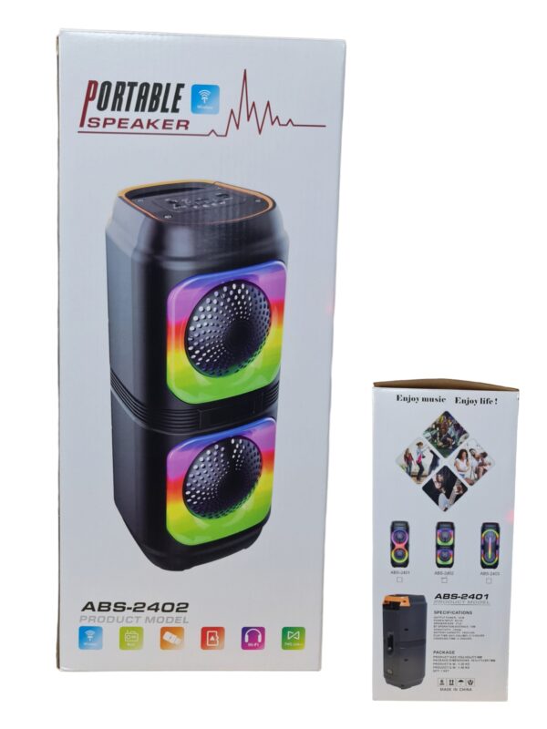 ABS-2402 hordozható vezeték nélküli hangszóró RGB ledes világítással