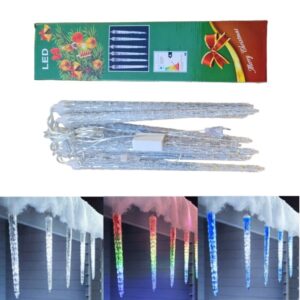 Karácsonyi LED-es jégcsap füzér, 8db 30cm hosszú jégcsappal, Hidegfehér/ Kék/ Színes