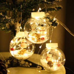 Karácsonyi gömb alakú fényfüggöny 10 függővel, 3 méteres, sárga színben, hóember fekete kalappal – 22652