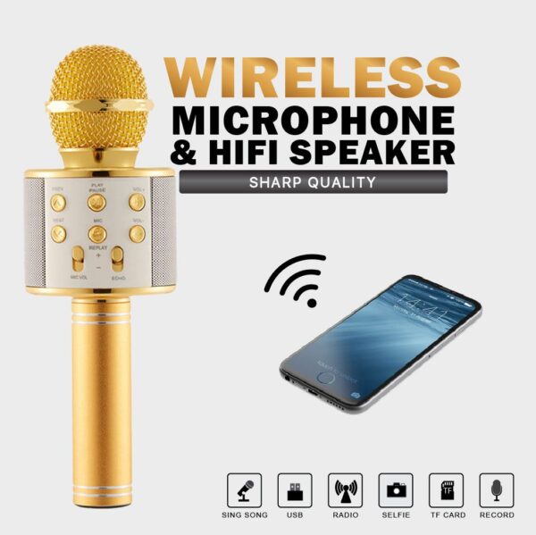 WS-858 Bluetooth vezeték nélküli karaoke mikrofon és hangszóró - Image 3
