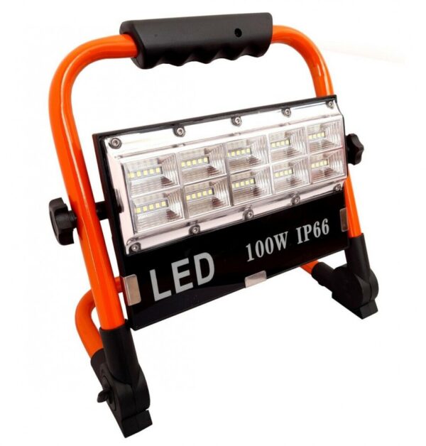 Hordozható ledes reflektor beépített akkumulátorral 100 W, 1000 lumen