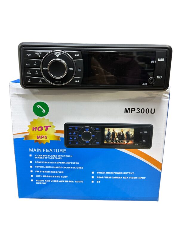 MP300U - MP5 autós rádió, beépíthető 3" -os autós multimédia fejegység távirányítóval