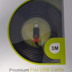 Premium flat USB adat- és töltőkábel, 3 méter