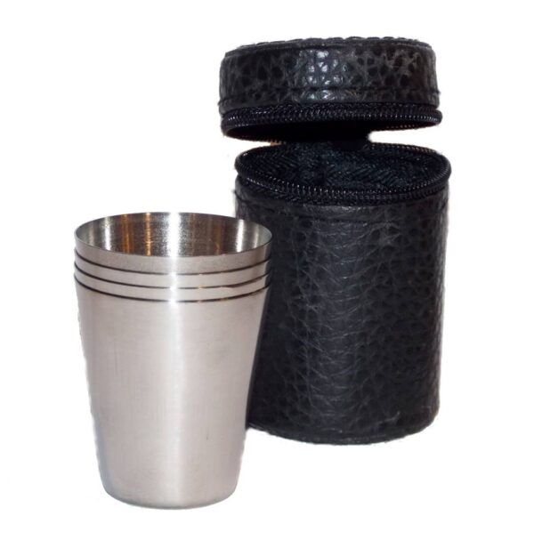 4 db Fém pohár bőrtokban, 30ml - Image 4