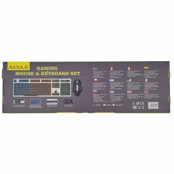 AOAS M-350 Gamer billentyűzet és egér, RGB világítással