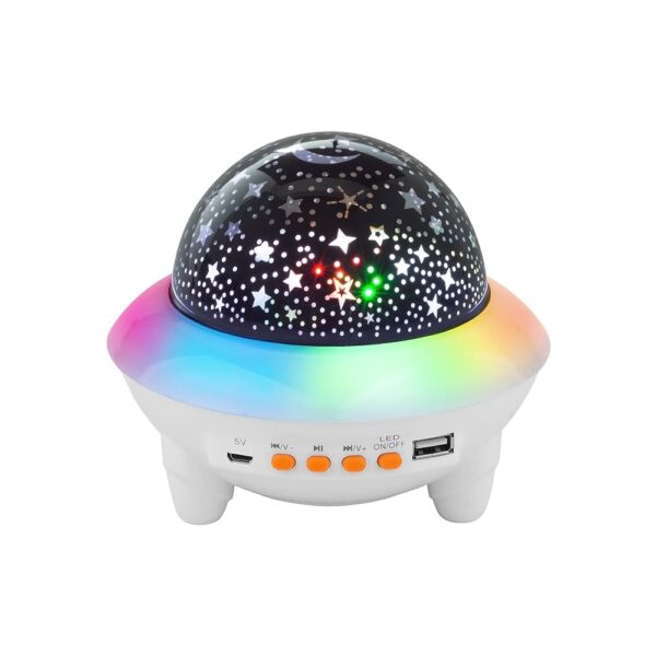 Galaxy Star fényprojektor, éjszakai fény gyerekeknek, dekoratív hangulatvilágítás hangszóróval és távirányítóval, USB, fehér