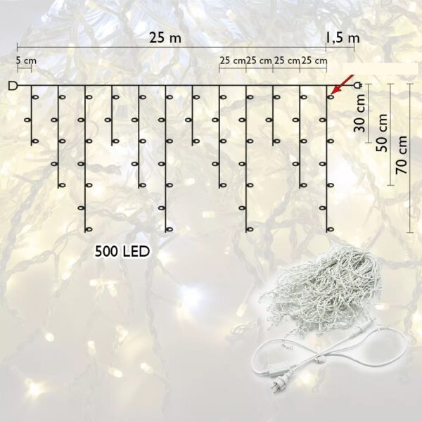 500 LED-es, 25 méteres, karácsonyi jégcsap izzósor IP44 (3)