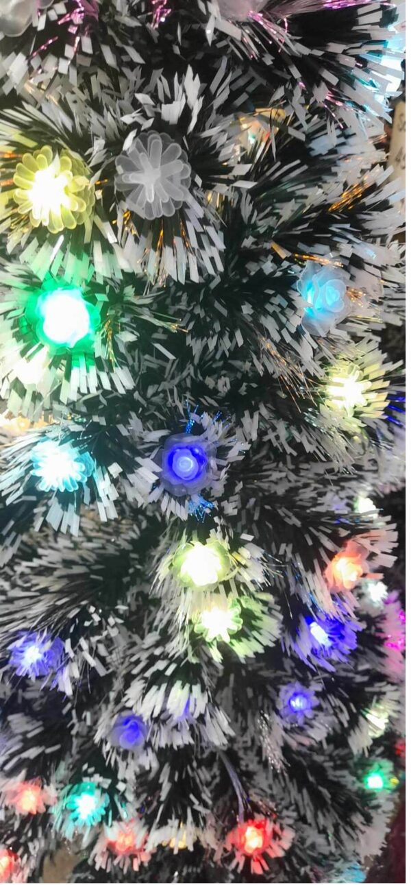 Prémium Karácsonyi Ledes Villogó Műfenyő havas zöld karácsonyfa beépített led RGB világítással Villogó díszekkel 180 Cm