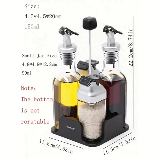 5db/készlet, 2 részes fűszerkészlet átlátszó üveg olívaolaj-adagoló palackkal és tartóállvánnyal - Tökéletes konyhai rendszerezéshez és fűszerek tárolására