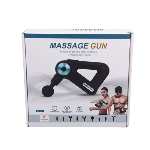 Massage Gun SL 8891 - masszírozó gép, feltölthető akkumulátorral, LED-es, 9 féle fejjel - Image 4