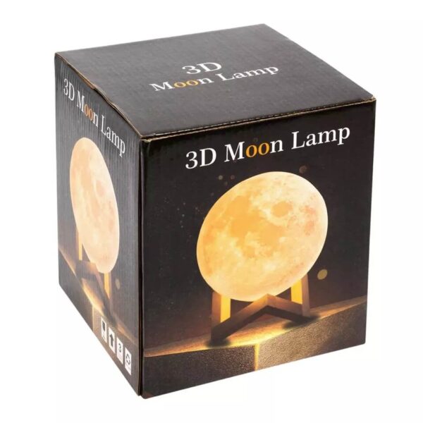 3D Hold Éjszakai lámpa 20cm, fa tartóval, távirínyítóval