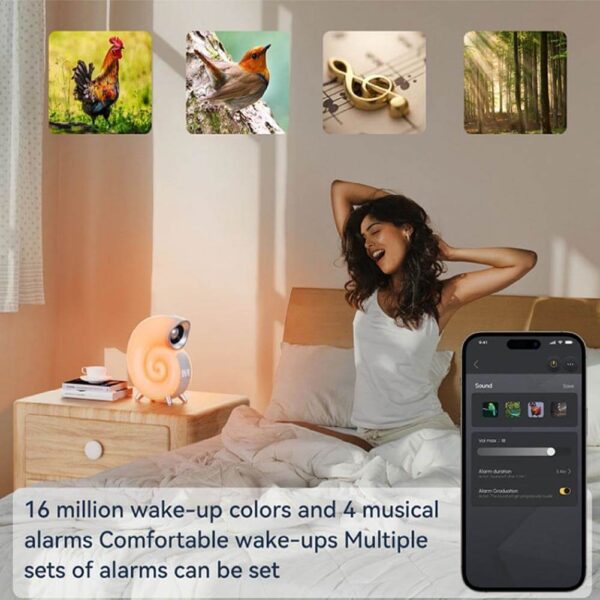 Kagyló Éjszakai fény, Bluetooth hangszoró és ébresztő óra, napfelkelte szimulációval