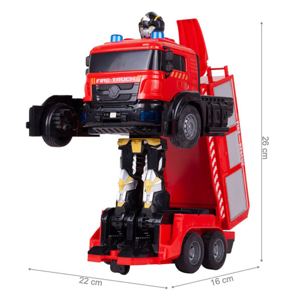 Robottá alakuló tűzoltóautó, távirányítóval vezérelhető