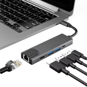 5 az 1-ben USB-C Hub HDMI-vel, Ethernettel és USB Portokkal