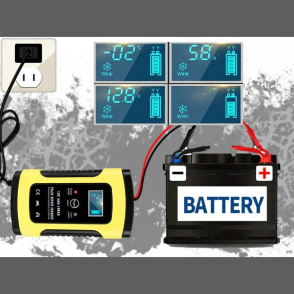 Intelligens akkumulátor töltő 12V, 15 x 8,5 x 6