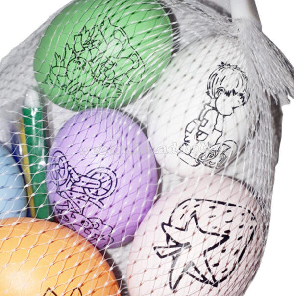 Festhető húsvéti tojáskészlet,színes rajzolt tojások hálóban 6DB + filc