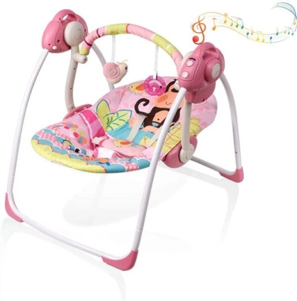 Rezgő, zenélő baba pihenőszék / babaringató, 0-18 kg, rózsaszín