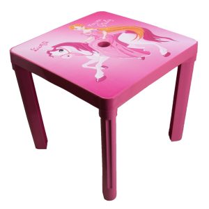Műanyag kerti gyerek asztal ,napernyő nyilással ,rózsaszín hercegnős 46 × 46 × 42,5 cm