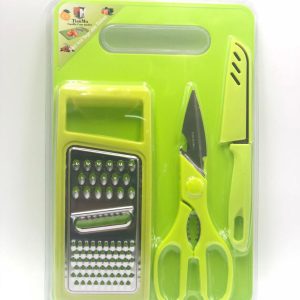 Mini konyhai reszelő+olló+kés , zöld