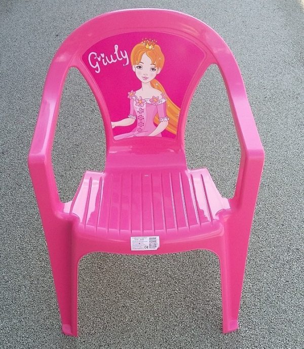 Rózsaszín gyerek kerti ,műanyag szék hercegnő mintával 37x39x51 cm