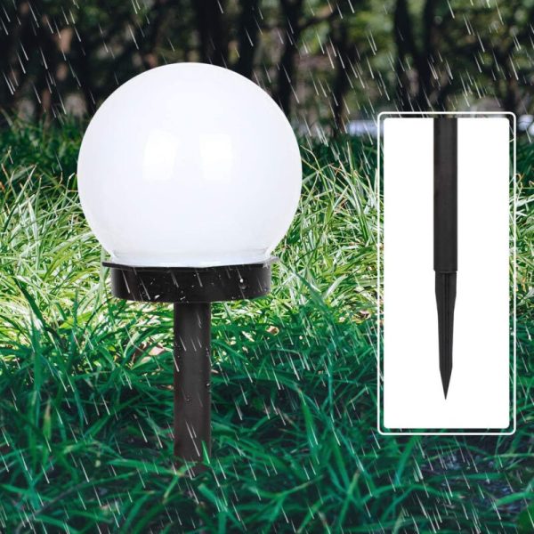Napelemes, leszúrható szolár lámpa készlet, fehér gömb búrával, 4 db (SB-56)