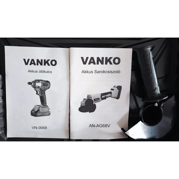 Vanko dupla akkumulátoros ,ütőkulcs és sarokcsiszoló szett kofferben , 68 V , 4AH, VN-0068