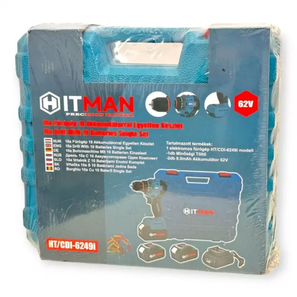Hitman HT/CDI-6249I Dupla Akkumulátoros Ütvefúró-Csavarbehajtó 62V kofferban 8 Ah - Image 2