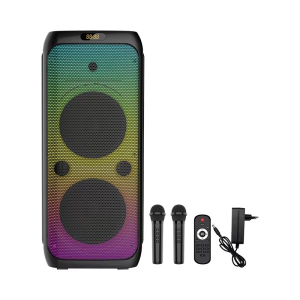 ZQS10208 Boombox dupla 10 hüvelykes hangszóró 2 vezeték nélküli mikrofonnal, 2x50W