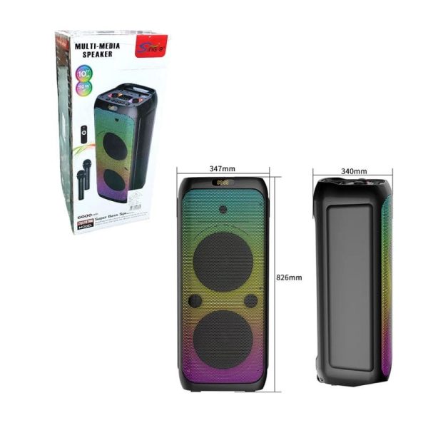 ZQS10208 Boombox dupla 10 hüvelykes hangszóró 2 vezeték nélküli mikrofonnal, 2x50W