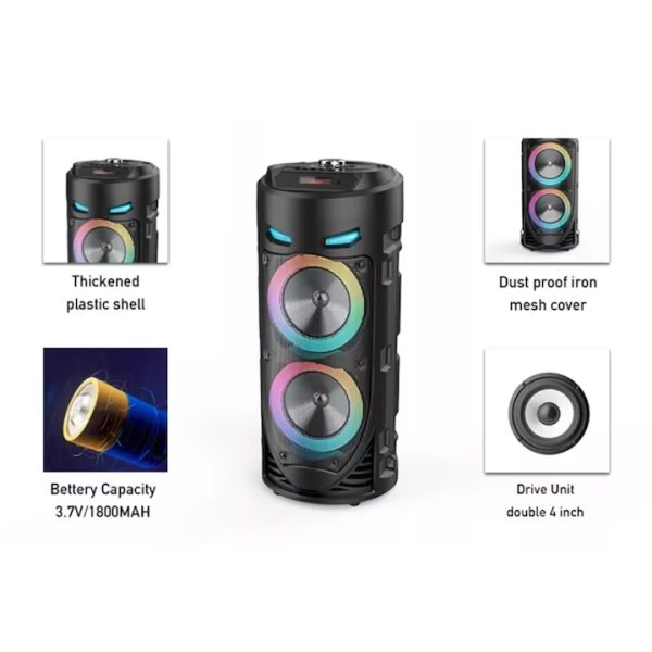 ZQS4239 Hordozható Bluetooth hangszóró karaoke mikrofonnal, 15W