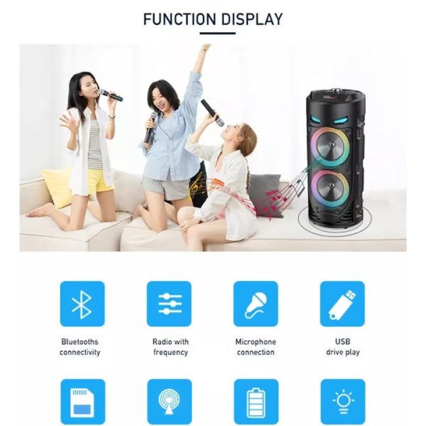 ZQS4239 Hordozható Bluetooth hangszóró karaoke mikrofonnal, 15W