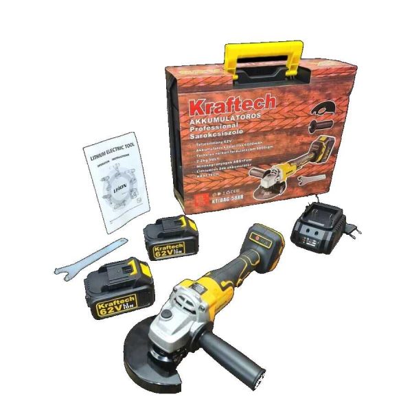 Kraftech KT/BAG-58XR Sarokcsiszoló Flex 2db 62V akkumulátorral