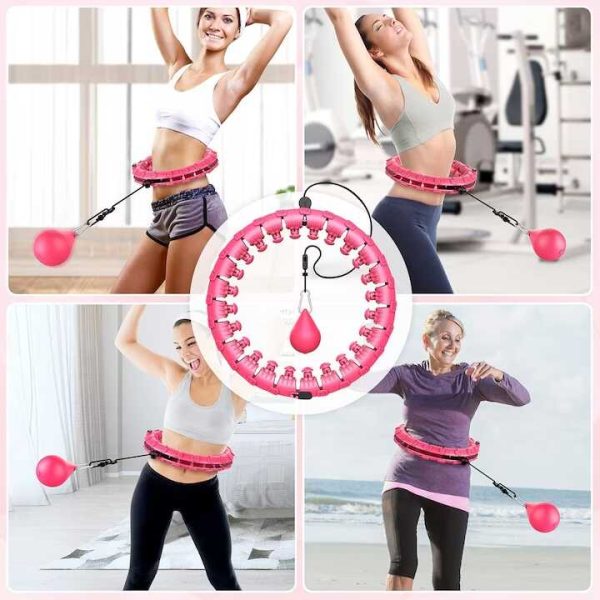 Fitness hula hop karika súlyzóval , 24 kivehető csomóval
