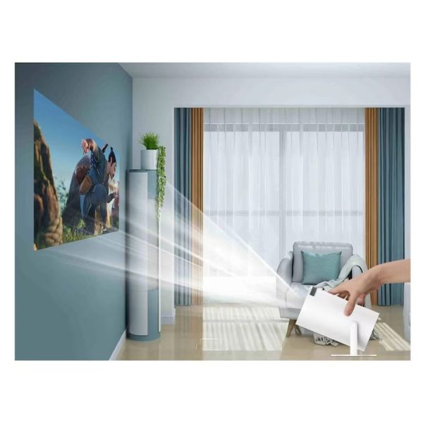 "Intelligens 4k videoprojektor játékkonzollal, VSM, Android TV 11.0, távirányító, WiFi 6, Bluetooth 5.0, 130 hüvelykes vetítővászon, automatikus képkorrekció, négymagos, 280 ANSI, beépített hangszóró, HDMI, USB, fehér "