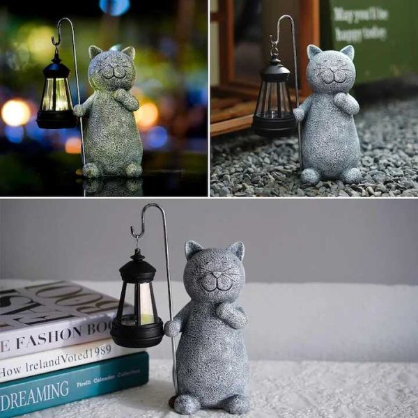 Napelemes Kerti Dekorációs Lámpa - Macska Alakú 30cm