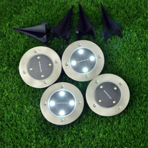 Disk Lights leszúrható 4db os napelemes kerti lámpa készlet