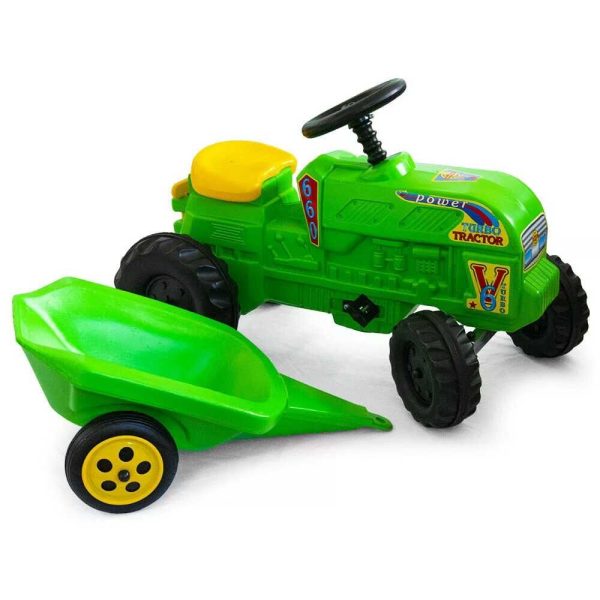 Gyermek Nagy Méretű Pedálos Farmer Traktor Utánfutóval 139 cm