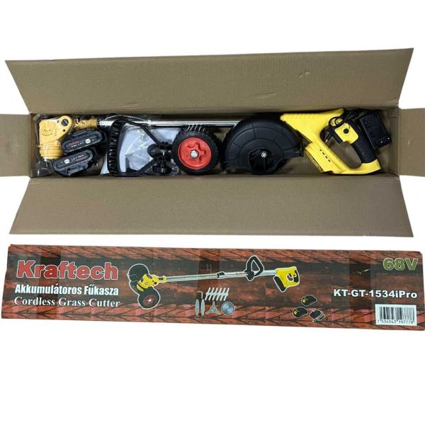 Kraftech GT-1534iPro 16 részes Kerekes fűkasza, Szegélynyíró 2db akkumulátorral